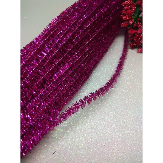 Проволока синельная металлик 30 см цв. фуксия, цена за 10 шт